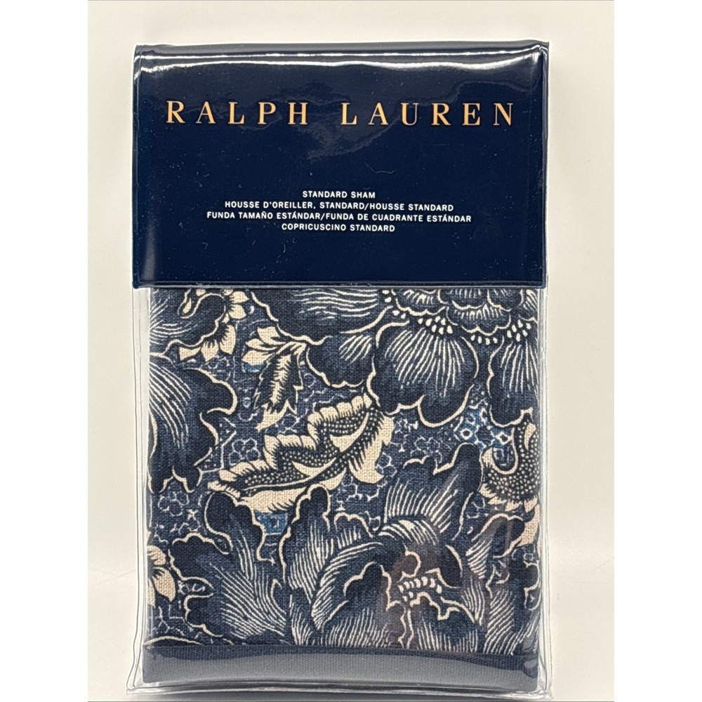 Ralph Lauren Keaton Pillow Sham Indigo Blue Floral $145.00 -Brand New - Standard